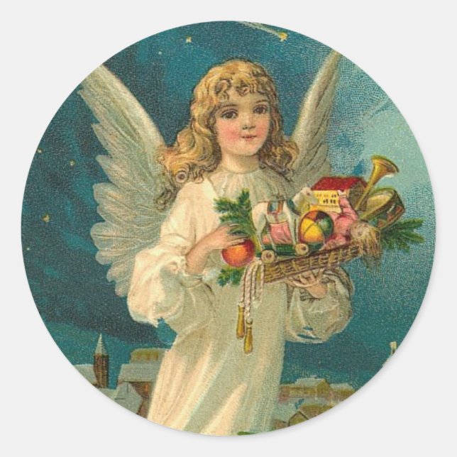 Vintage Angel Christmas Holiday Sticker (Front)