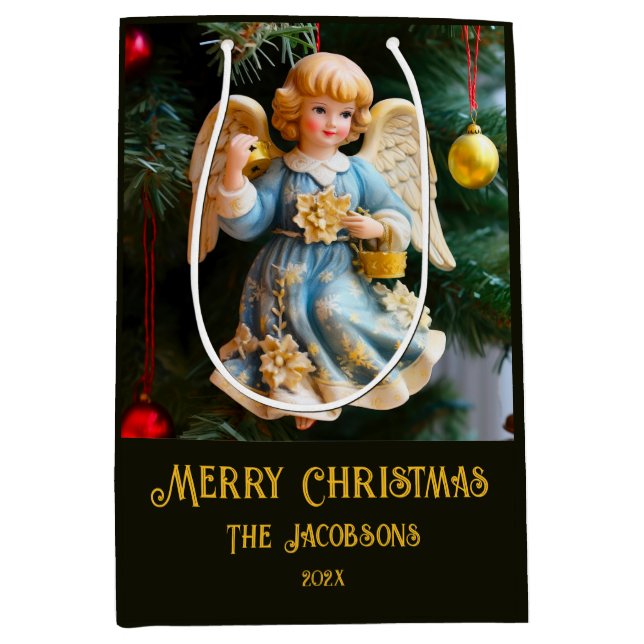 Vintage Angel Christmas Medium Gift Bag (Front)