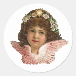 VINTAGE ANGEL CHRISTMAS ROUND ENVELOPE SEAL