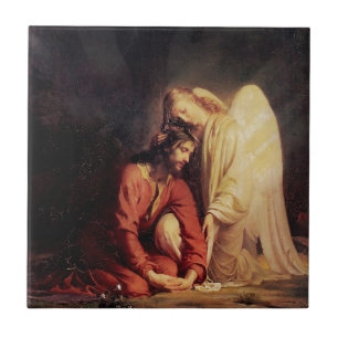 Vintage Angel Comforting Jesus Tile