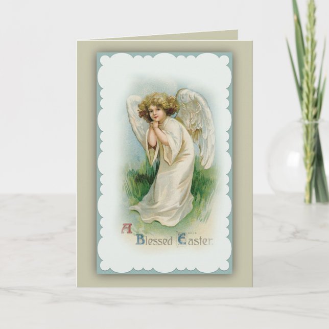 Vintage Angel Easter Greeting Holiday Card (Front)