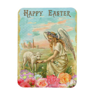 Vintage Angel Easter Greeting Magnet