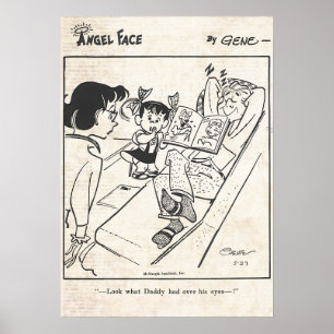 Vintage Angel Face Comic Strip Poster