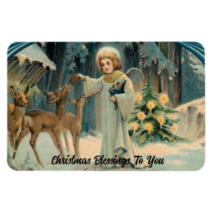 Vintage Angel Feeding Deer Flexible Magnet