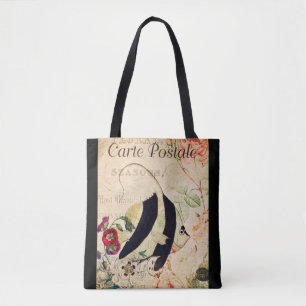 Vintage Angel Fish French Floral  Tote Bag
