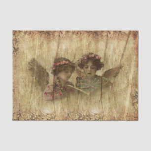 Vintage Angel Girls Music Pink Floral Tissue Paper