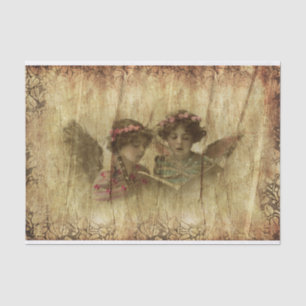 Vintage Angel Girls Music Pink Floral Tissue Paper