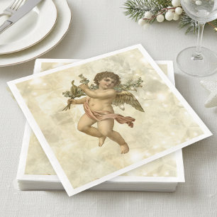 Vintage Angel Glittering Gold V1 ID136 Napkin