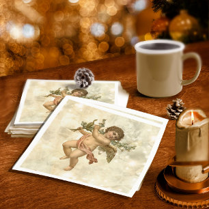 Vintage Angel Glittering Gold V1 ID136 Napkin