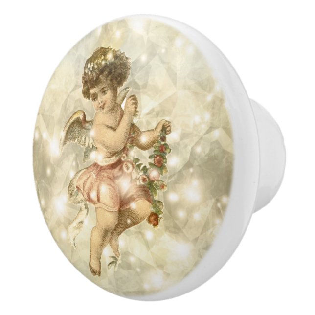 Vintage Angel Glittering Gold V2 ID136 Ceramic Knob (Right)