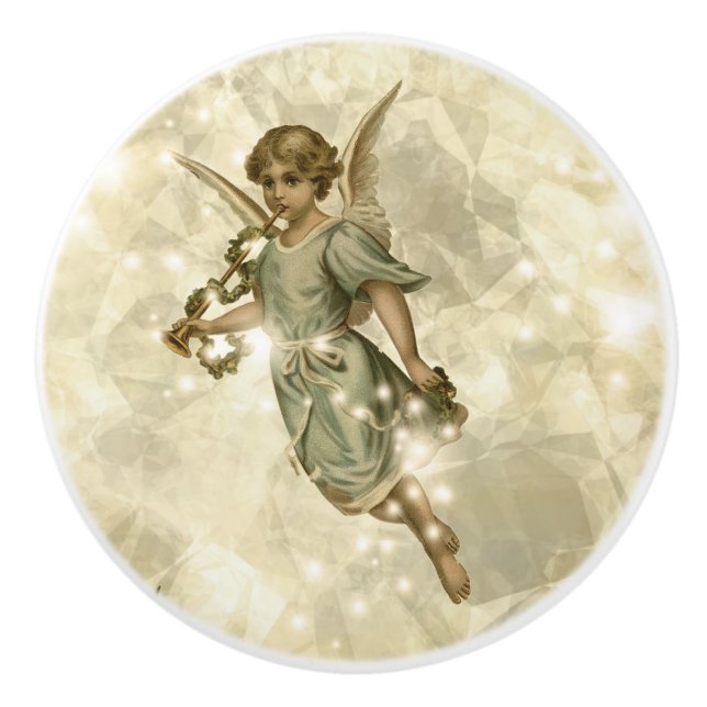 Vintage Angel Glittering Gold V4 ID136 Ceramic Knob (Front)