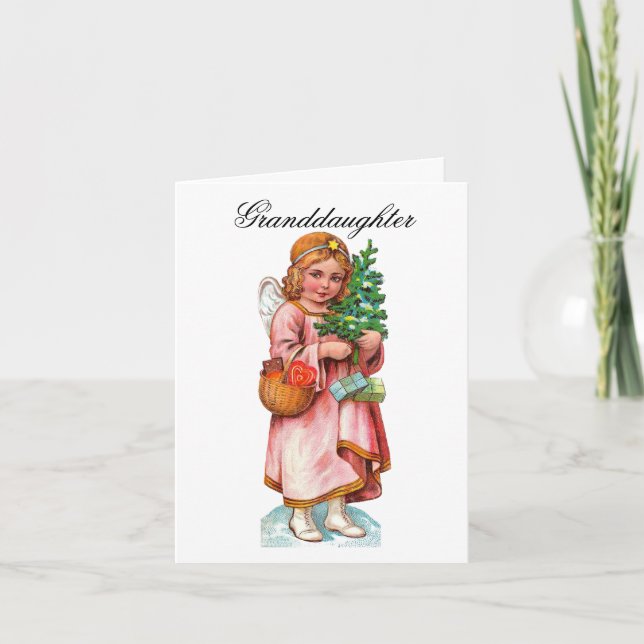 Vintage Angel Granddaughter Holiday Card (Front)