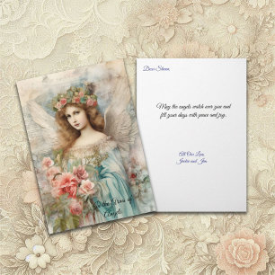 Vintage Angel In Blue Card