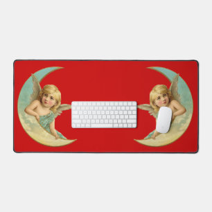 Vintage Angel in Moon Desk Mat