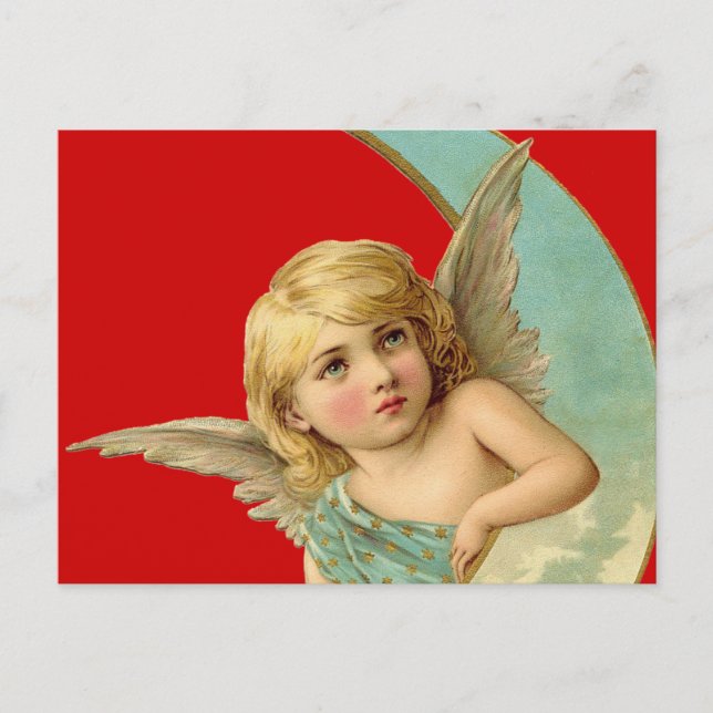 Vintage Angel in Moon Postcard (Front)