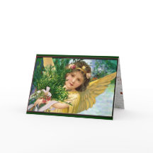 Vintage Angel In The Snow Christmas Holiday Card