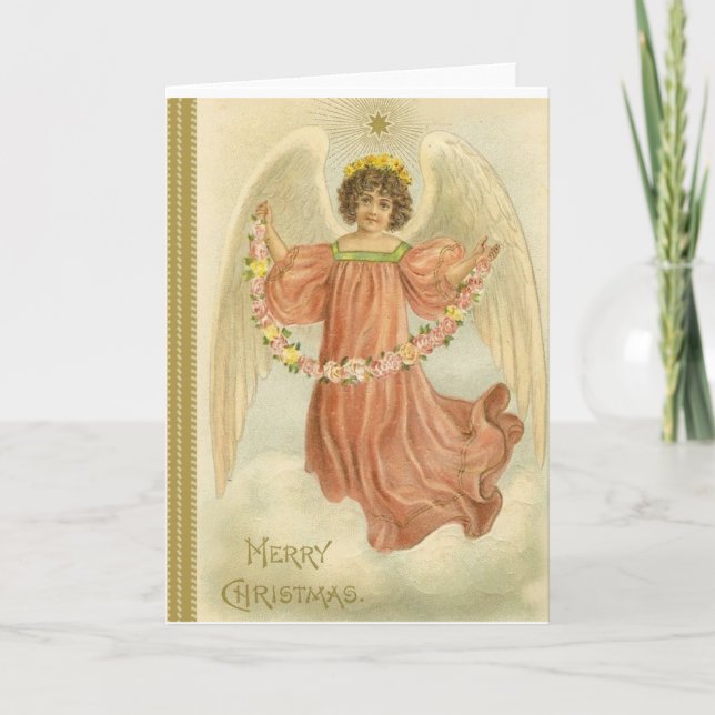 Vintage Angel Merry Christmas Holiday Card (Front)