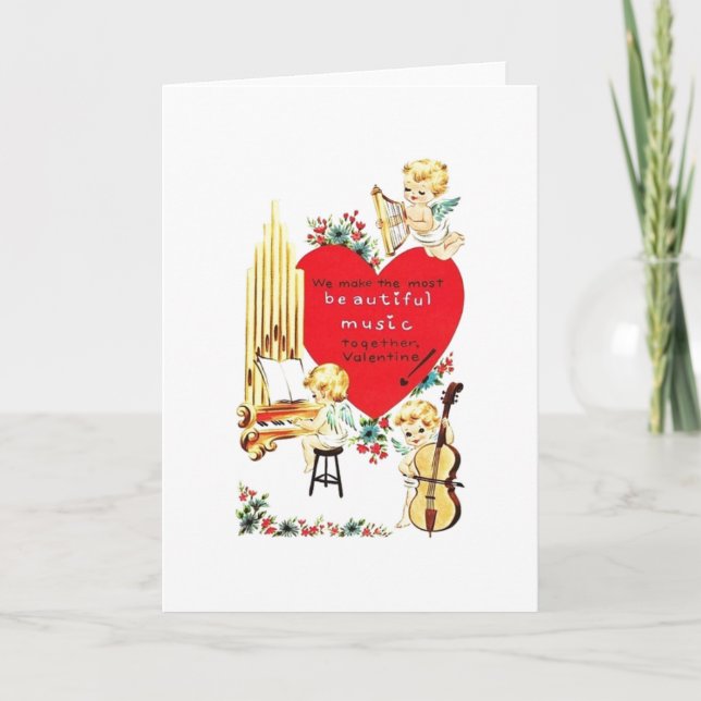 Vintage Angel Musicians Valentine's Day Card (Front)