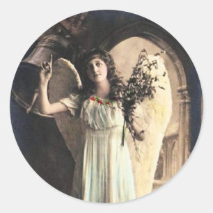 Vintage Angel Photo Classic Round Sticker