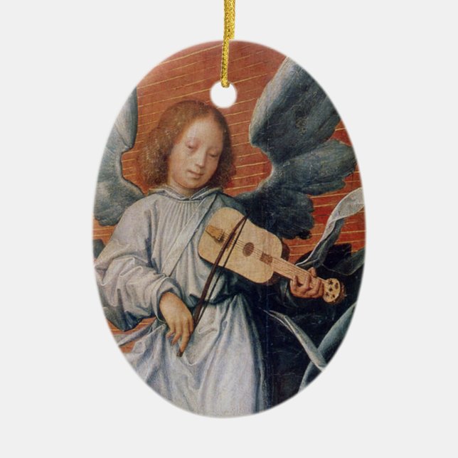 Vintage angel playing violin christmas ornament (Front)