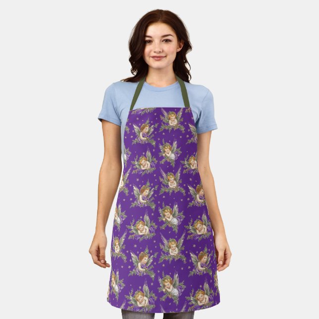 Vintage angel purple pattern apron (Worn)