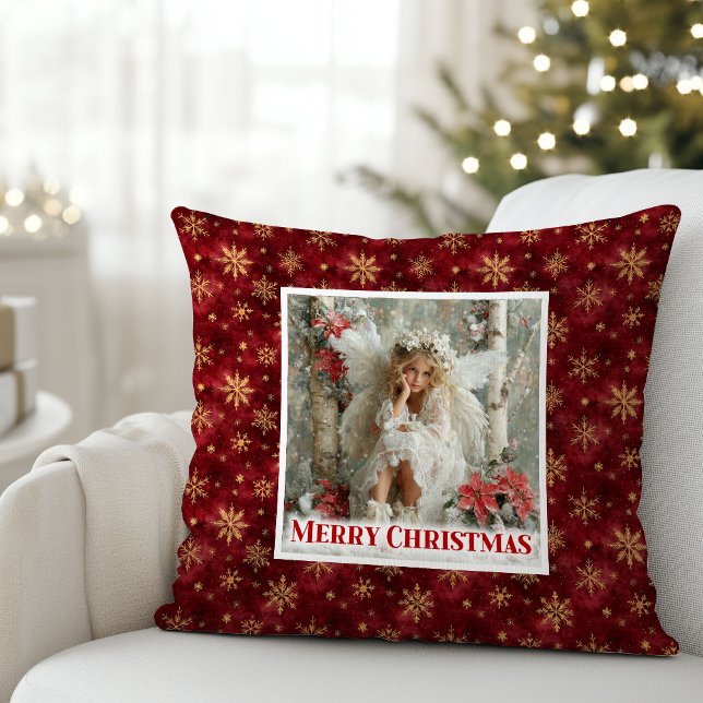 Vintage Angel Red Gold Holiday Accent Christmas  Cushion (Vintage Angel Red Gold Holiday Accent Christmas Pillow

)