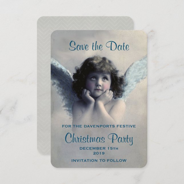 Vintage Angel Retro Christmas Party Invitation (Front/Back)