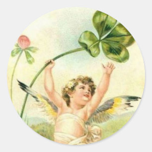 Vintage Angel & Shamrock - Sticker