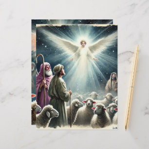Vintage Angel & Shepherds Nativity Scrapbook Paper