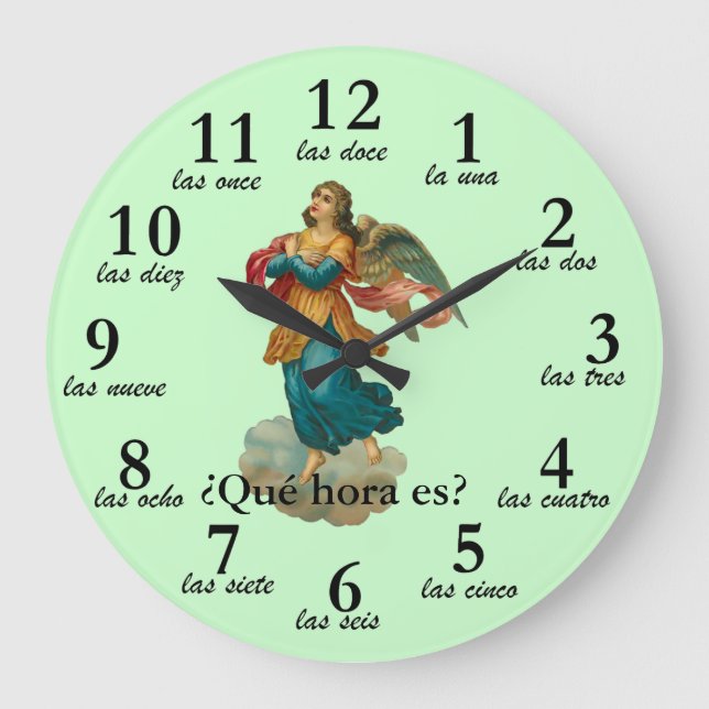 Vintage Angel Spanish Time Numbers Clock (Front)
