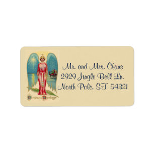 Vintage Angel Wise Men Christmas Greetings Label