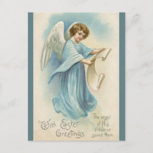 Vintage Angel With a Scroll Easter Greetings Postcard