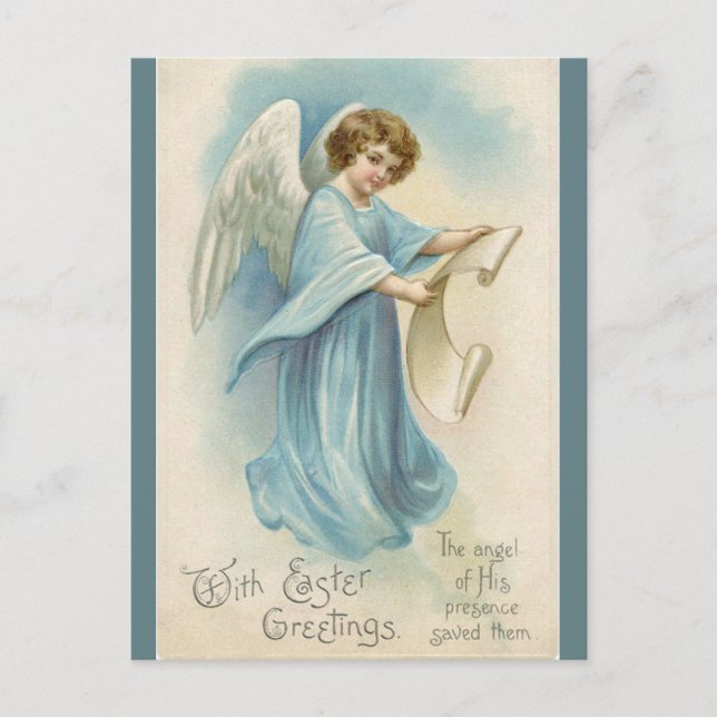 Vintage Angel With a Scroll Easter Greetings Postcard (Front)
