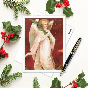 Vintage Angel with Halo Holiday Postcard