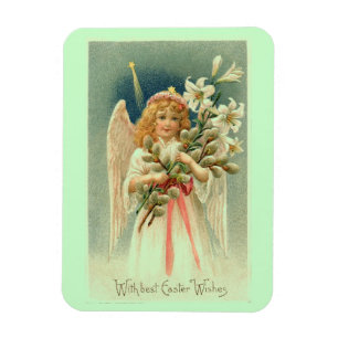 Vintage Angel With Lilies Easter Magnet