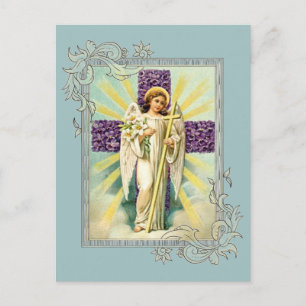 Vintage Angel With Purple Cross Postcard
