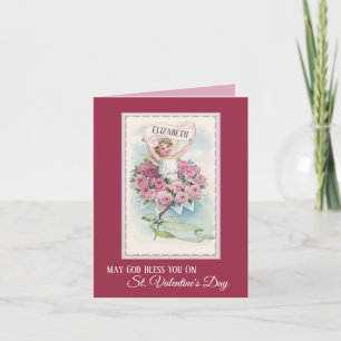 Vintage Angel with Roses Valentines Day Card