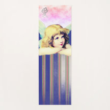 VINTAGE ANGEL WITH STRIPES AND CLOUDS YOGA MAT