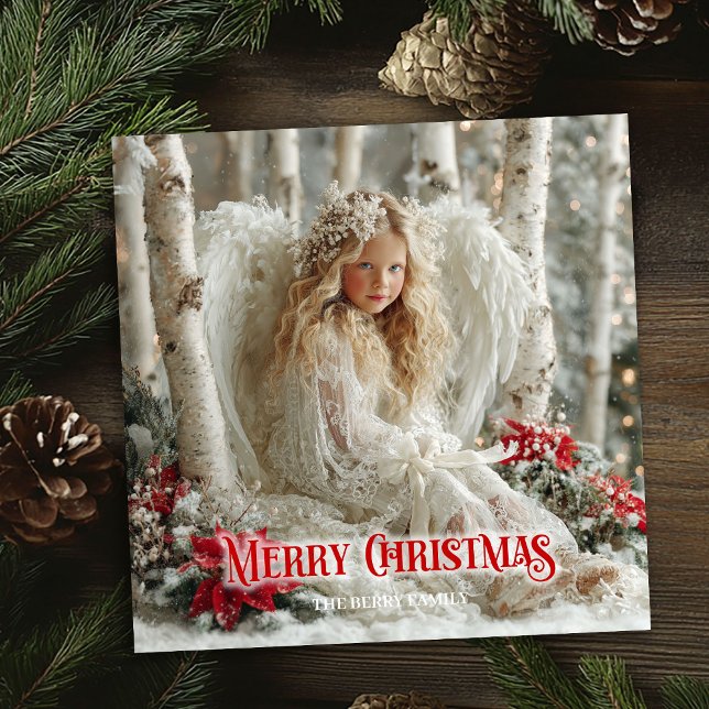 Vintage angelic angel red poinsettias festive card (Vintage angelic angel red poinsettias festive greeting card

)