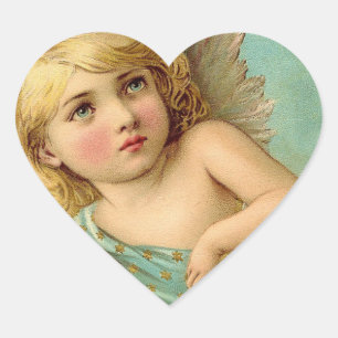 Vintage Angelic Expression Heart Sticker