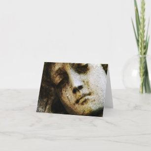 Vintage Angelic Statue Face Grunge Note Card. Holiday Card