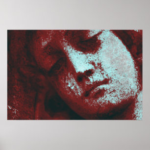 Vintage Angelic Statue Face Grunge Poster