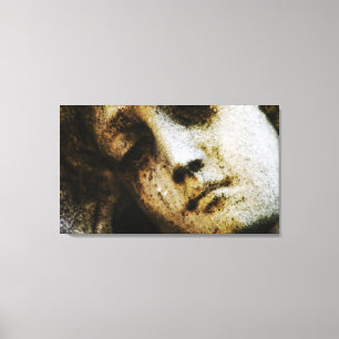 Vintage Angelic Statue Face Wrapped Canvas Print