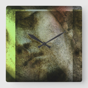 Vintage Angelic Statue Facial Square Wall Clock
