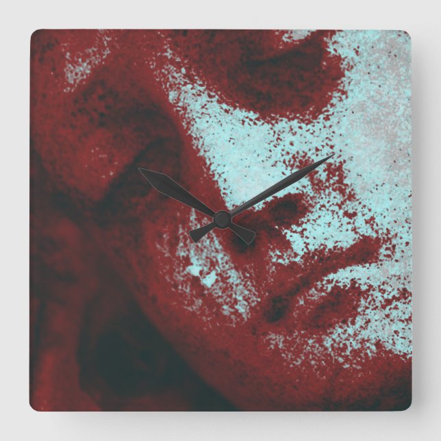 Vintage Angelic Statue Facial Square Wall Clock (Front)