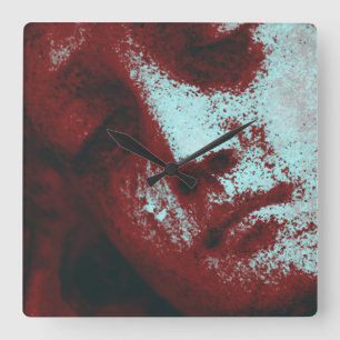 Vintage Angelic Statue Facial Square Wall Clock