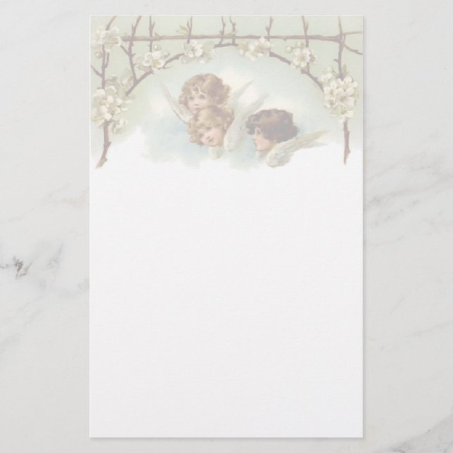 Vintage Angels and Flowers Stationery (Front)