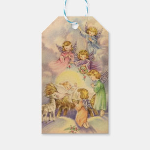 Vintage Angels Around Baby Jesus Gift Tags