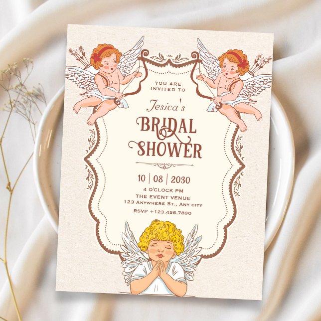 Vintage angels bridal shower invitation (Creator Uploaded)
