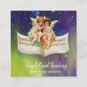 * Vintage Angels Cherub Fairy Antique Sheet Music Square Business Card